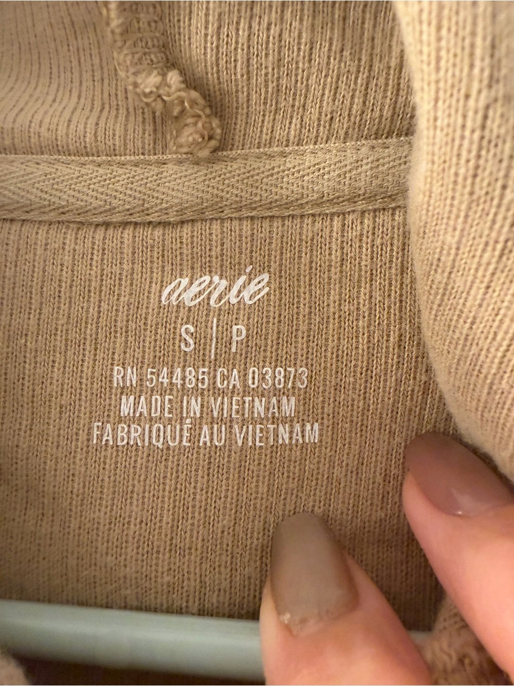 aerie Corduroy Hoodie in Light Tan - Picture 2 of 4